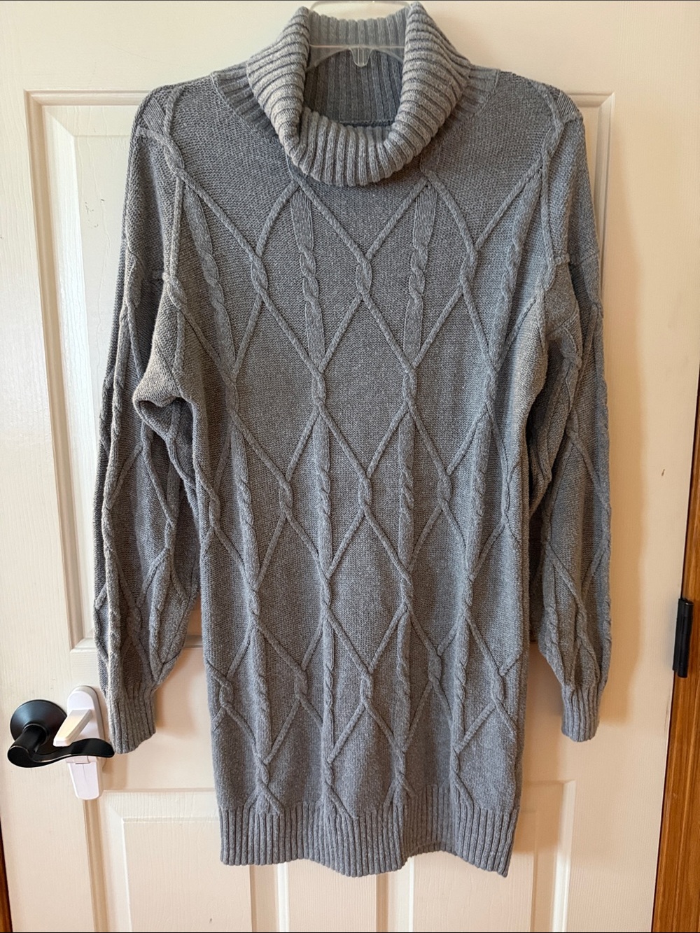 Hollister Gray Cable Knit Cowl Turtleneck Sweater Dress